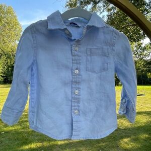 Janie and Jack Linen blend light  Blue Button Down Shirt